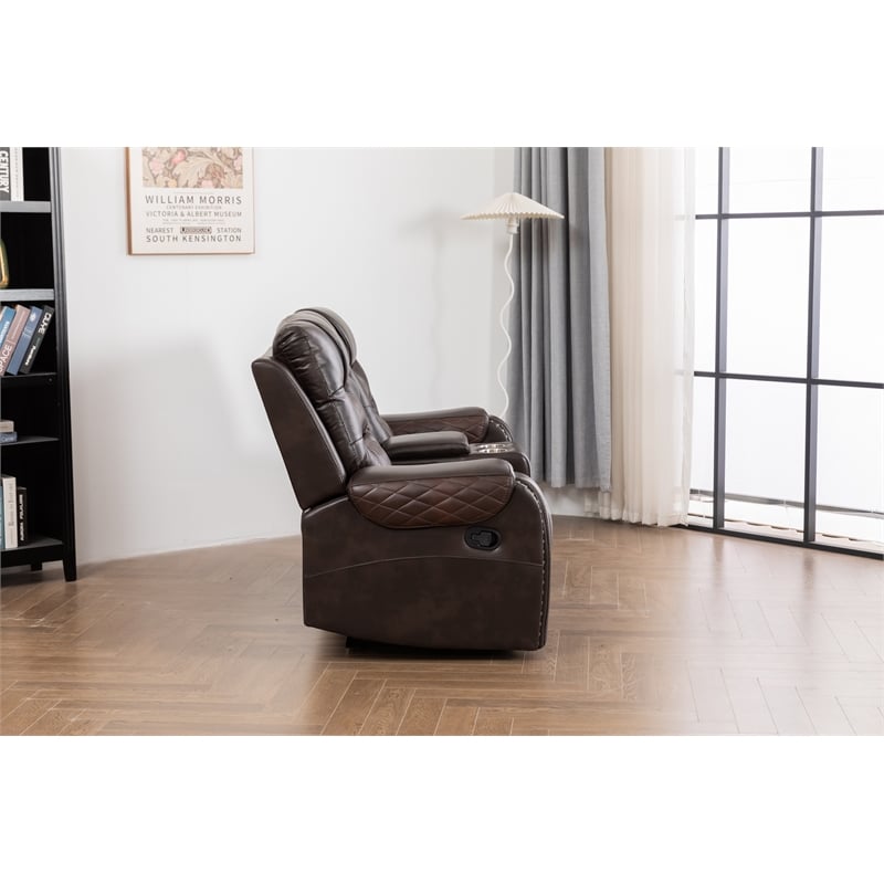 Ilyiano Two Tone Faux Leather 3-Piece Livingroom Reclining Set In Brown