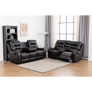 Ilyiano Two Tone Faux Leather 2-PC Livingroom Reclining Set In Black