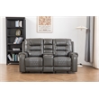Ilyiano Two Tone Faux Leather Livingroom Reclining Loveseat In Gray