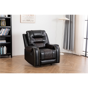 ilyiano two tone faux leather rocker recliner in black