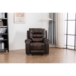 ilyiano two tone faux leather rocker recliner in brown