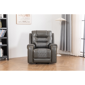 ilyiano two tone faux leather rocker recliner in gray