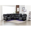 Hathrone Faux Leather Power Reclining Sectional LED USB and SubWoofer In Black