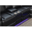 Hathrone Faux Leather Power Reclining Sectional LED USB and SubWoofer In Black