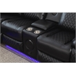 Hathrone Faux Leather Power Reclining Sectional LED USB and SubWoofer In Black