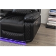 Hathrone Faux Leather Power Reclining Sectional LED USB and SubWoofer In Black