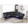 Hathrone Faux Leather Power Reclining Sectional LED USB and SubWoofer In Black