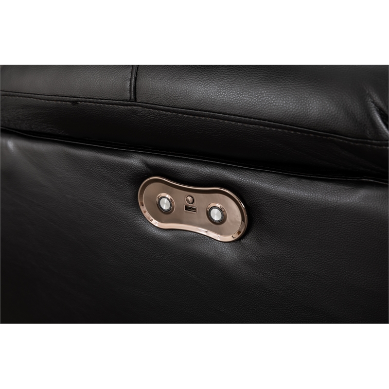 Hathrone Faux Leather Power Reclining Sectional LED USB and SubWoofer In Black