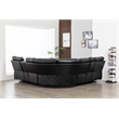 Hathrone Faux Leather Power Reclining Sectional LED USB and SubWoofer In Black
