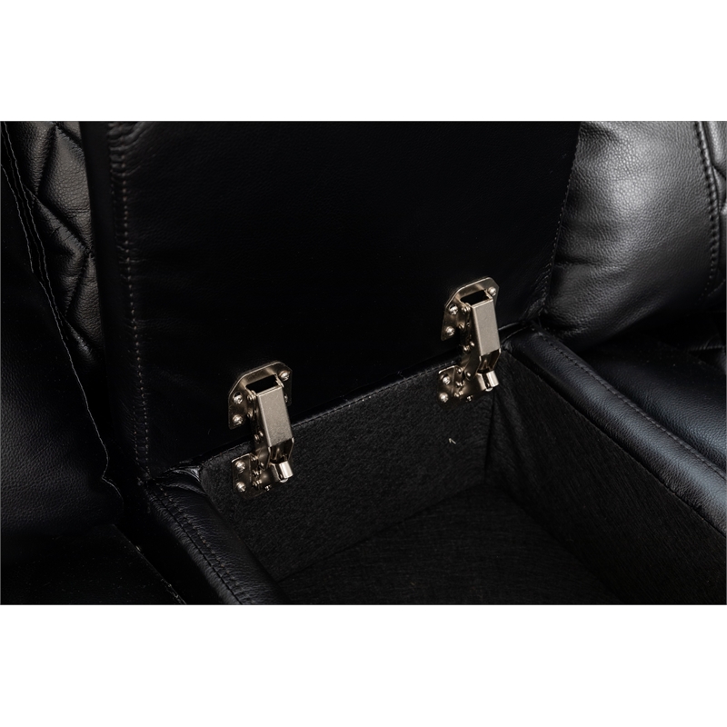 Hathrone Faux Leather Power Reclining Sectional LED USB and SubWoofer In Black