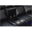 Hathrone Faux Leather Power Reclining Sectional LED USB and SubWoofer In Black