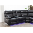 Hathrone Faux Leather Power Reclining Sectional LED USB and SubWoofer In Black