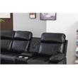 Hathrone Faux Leather Power Reclining Sectional LED USB and SubWoofer In Black