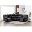 Hathrone Faux Leather Power Reclining Sectional LED USB and SubWoofer In Brown