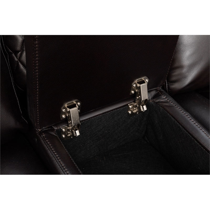 Hathrone Faux Leather Power Reclining Sectional LED USB and SubWoofer In Brown