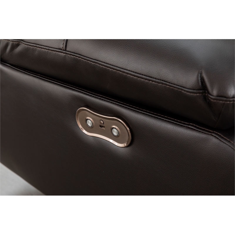 Hathrone Faux Leather Power Reclining Sectional LED USB and SubWoofer In Brown