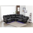 Hathrone Faux Leather Power Reclining Sectional LED USB and SubWoofer In Brown