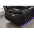 Hathrone Faux Leather Power Reclining Sectional LED USB and SubWoofer In Brown