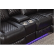 Hathrone Faux Leather Power Reclining Sectional LED USB and SubWoofer In Brown
