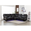Hathrone Faux Leather Power Reclining Sectional LED USB and SubWoofer In Brown