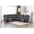 Hathrone Faux Leather Power Reclining Sectional LED USB and SubWoofer In Gray
