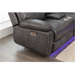 Hathrone Faux Leather Power Reclining Sectional LED USB and SubWoofer In Gray