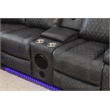 Hathrone Faux Leather Power Reclining Sectional LED USB and SubWoofer In Gray