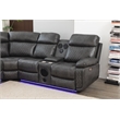 Hathrone Faux Leather Power Reclining Sectional LED USB and SubWoofer In Gray