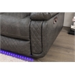 Hathrone Faux Leather Power Reclining Sectional LED USB and SubWoofer In Gray