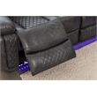 Hathrone Faux Leather Power Reclining Sectional LED USB and SubWoofer In Gray