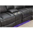Hathrone Faux Leather Power Reclining Sectional LED USB and SubWoofer In Gray