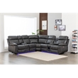 Hathrone Faux Leather Power Reclining Sectional LED USB and SubWoofer In Gray