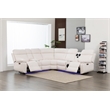 Hathrone Faux Leather Power Reclining Sectional LED USB and SubWoofer In White
