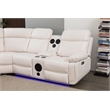 Hathrone Faux Leather Power Reclining Sectional LED USB and SubWoofer In White