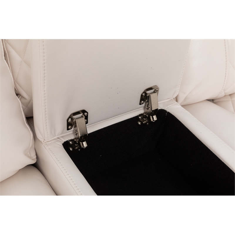 Hathrone Faux Leather Power Reclining Sectional LED USB and SubWoofer In White