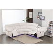 Hathrone Faux Leather Power Reclining Sectional LED USB and SubWoofer In White