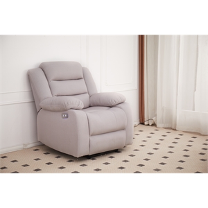 kingway adrien fabric power recliner with usb in gray