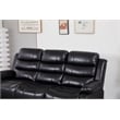Faux Leather Manual Reclining Sofa with LED Lights With Drop Down Table