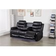 Faux Leather Manual Reclining Sofa with LED Lights With Drop Down Table