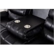 Faux Leather Manual Reclining Sofa with LED Lights With Drop Down Table