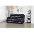 Faux Leather Manual Reclining Sofa with LED Lights With Drop Down Table