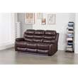 Faux Leather Manual Reclining Sofa with LED Lights With Drop Down Table