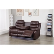 Faux Leather Manual Reclining Sofa with LED Lights With Drop Down Table