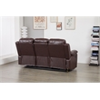 Faux Leather Manual Reclining Sofa with LED Lights With Drop Down Table