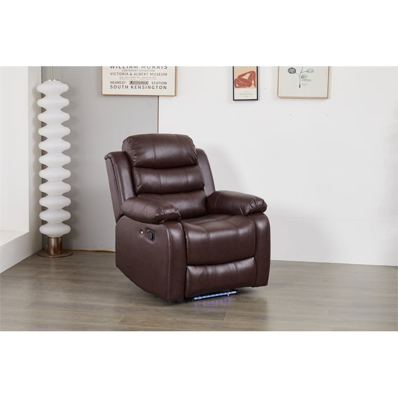 Luxury Faux Leather Recliner Chair with LED Lights