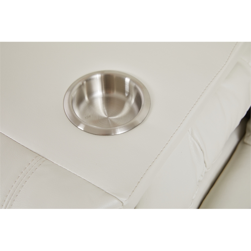 Faux Leather Manual Reclining Sofa with LED Lights With Drop Down Table