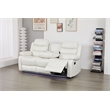 Faux Leather Manual Reclining Sofa with LED Lights With Drop Down Table