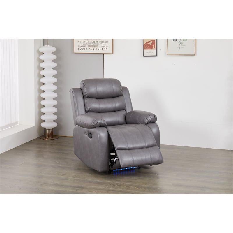 Luxury Faux Leather Recliner Chair with LED Lights