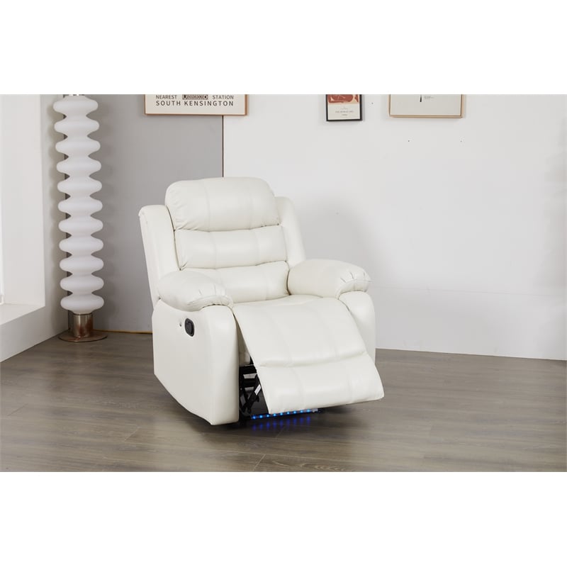 Luxury Faux Leather Recliner Chair with LED Lights