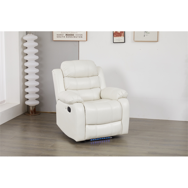 Luxury Faux Leather Recliner Chair with LED Lights